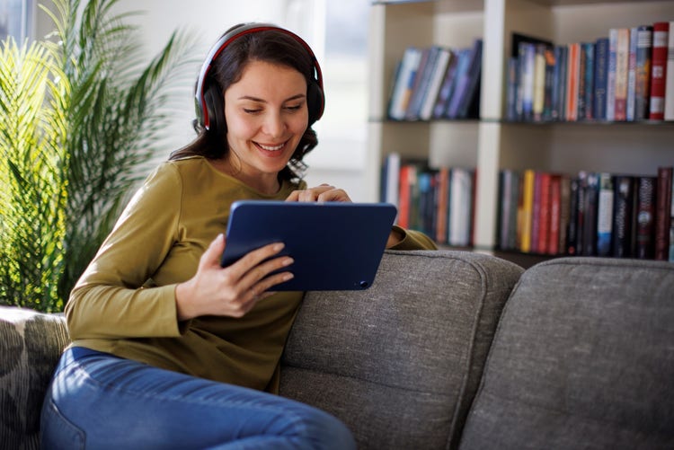 Woman looking at ipad